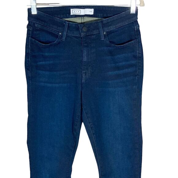 AYR 'The Skinny' Jeans In Jac's Jeans Wash Dark Blue Distressed Stretchy Sz 14 R - Picture 5 of 16